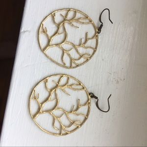 Gold Tree Hoops